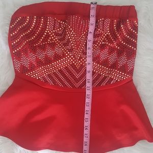 Ashley Stewart Red studded corset halter top